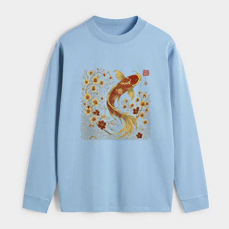 Tokyo-Tiger Vintage Sakura And Koi Classic Long Sleeve T-Shirt