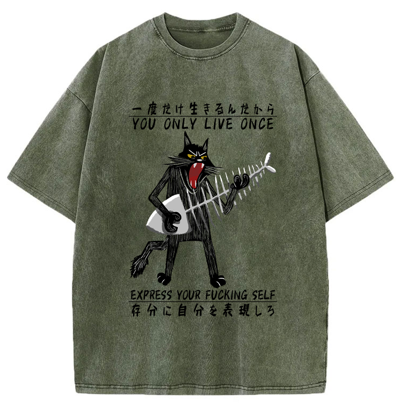 Tokyo-Tiger You Only Live Once Washed T-Shirt