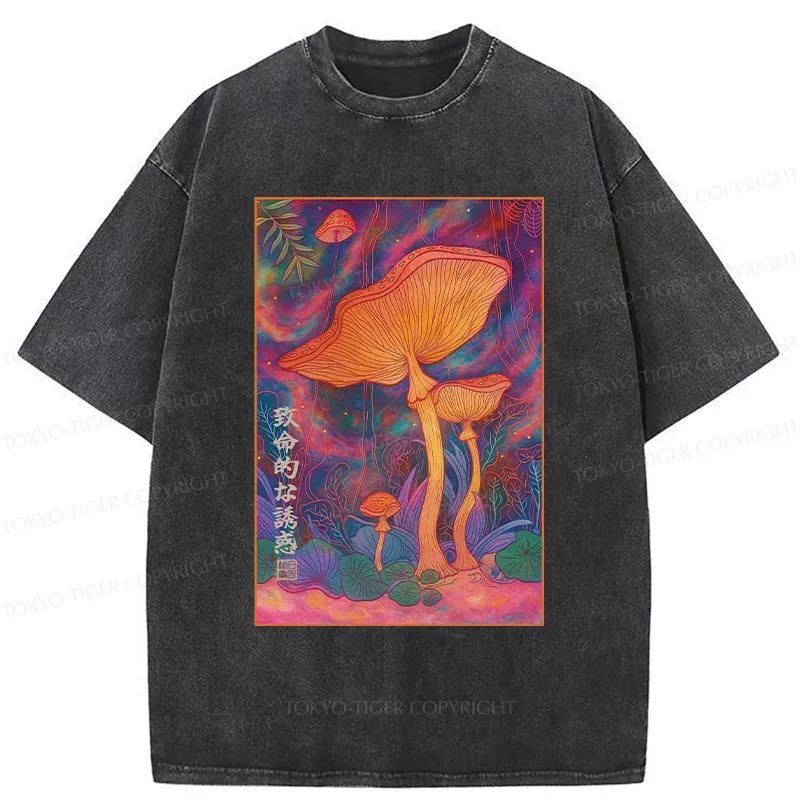 Tokyo-Tiger Magic Mushrooms Washed T-Shirt