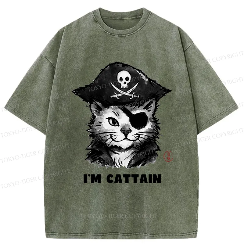Tokyo-Tiger Pirate Cat Japan Washed T-Shirt