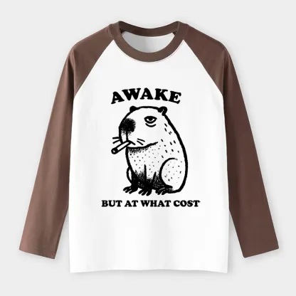 Tokyo-Tiger Smoking Capybara Raglan Long Sleeve T-shirt