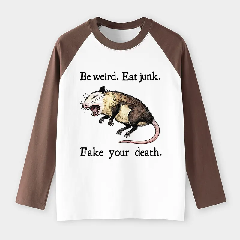Tokyo-Tiger Possum Playing Dead Raglan Long Sleeve T-shirt