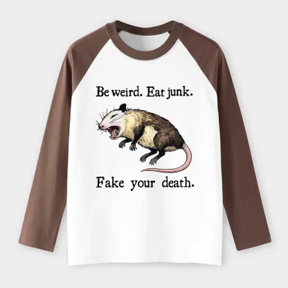 Tokyo-Tiger Possum Playing Dead Raglan Long Sleeve T-shirt