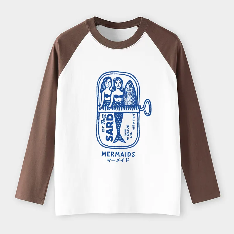 Tokyo-Tiger Mermaid Can Raglan Long Sleeve T-shirt