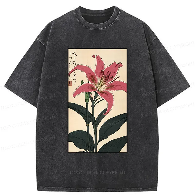 Tokyo-Tiger Retro Lily Washed T-Shirt Sale