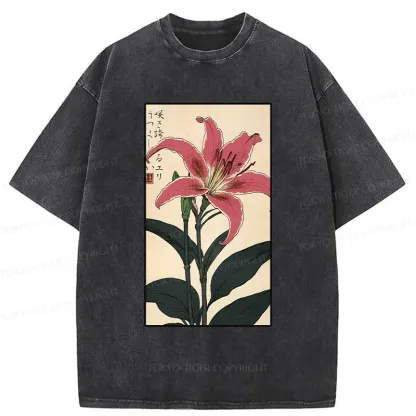 Tokyo-Tiger Retro Lily Washed T-Shirt