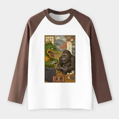 Tokyo-Tiger Monsters Play Games Raglan Long Sleeve T-shirt