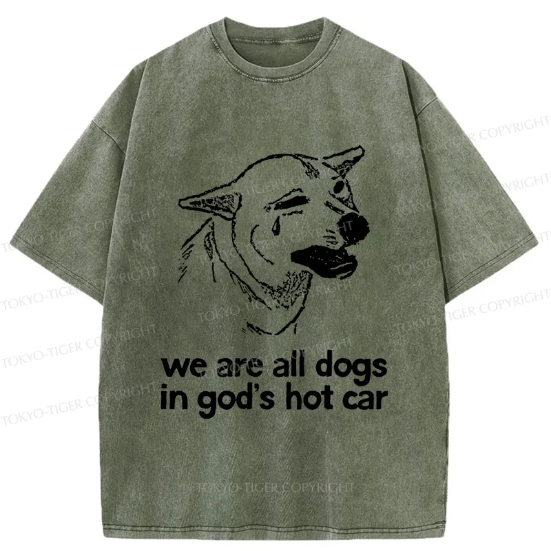 Tokyo-Tiger Sad Dog Funny Washed T-Shirt