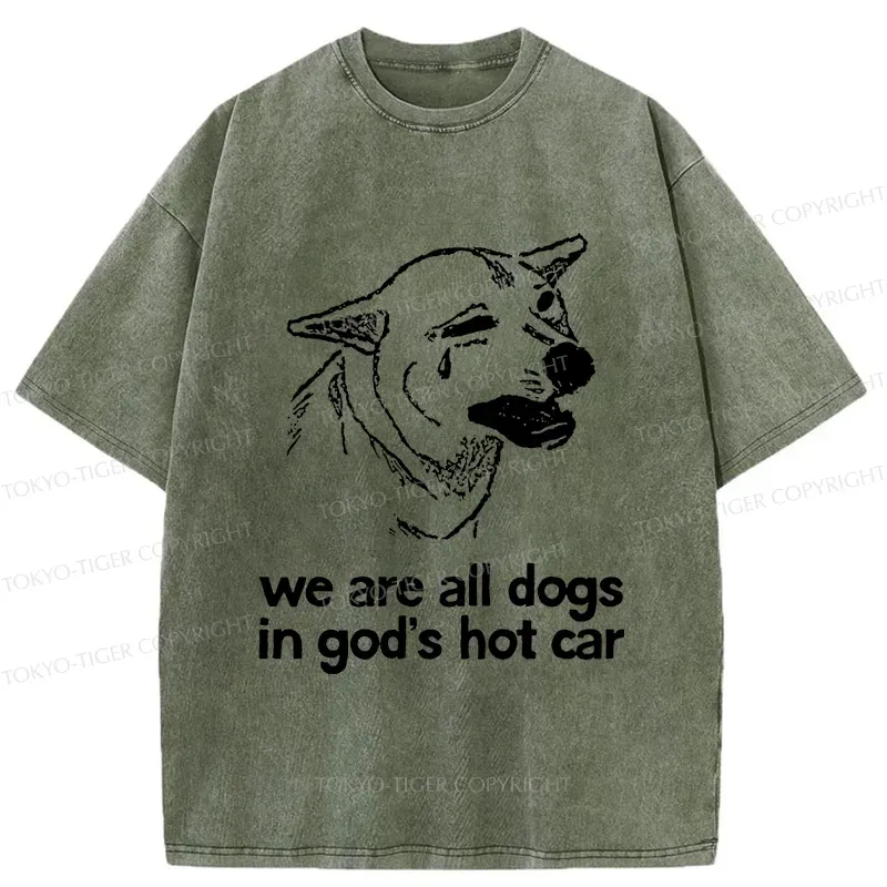 Tokyo-Tiger Sad Dog Funny Washed T-Shirt