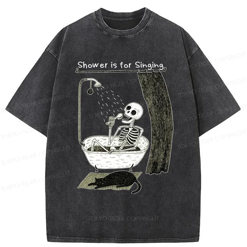 Tokyo-Tiger Singing Skeleton Washed T-Shirt Sale