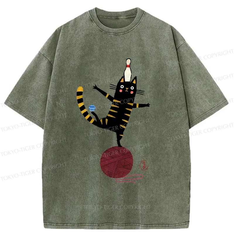 Tokyo-Tiger Acrobatic Kitten Washed T-Shirt