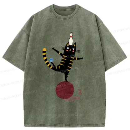 Tokyo-Tiger Acrobatic Kitten Washed T-Shirt