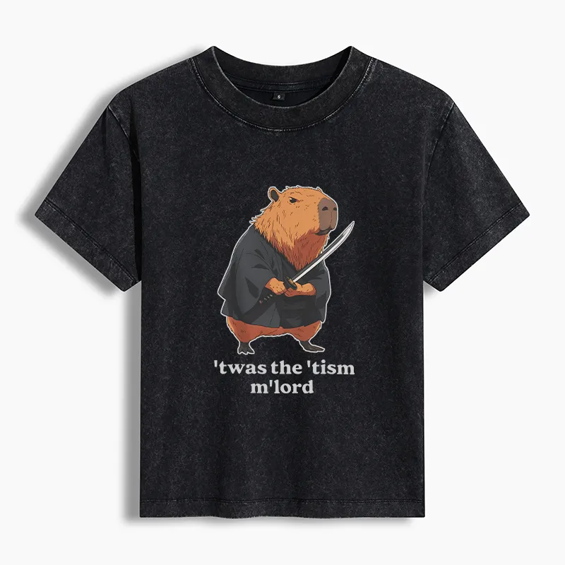 Tokyo-Tiger Focused Samurai Capybara Washed T-shirt