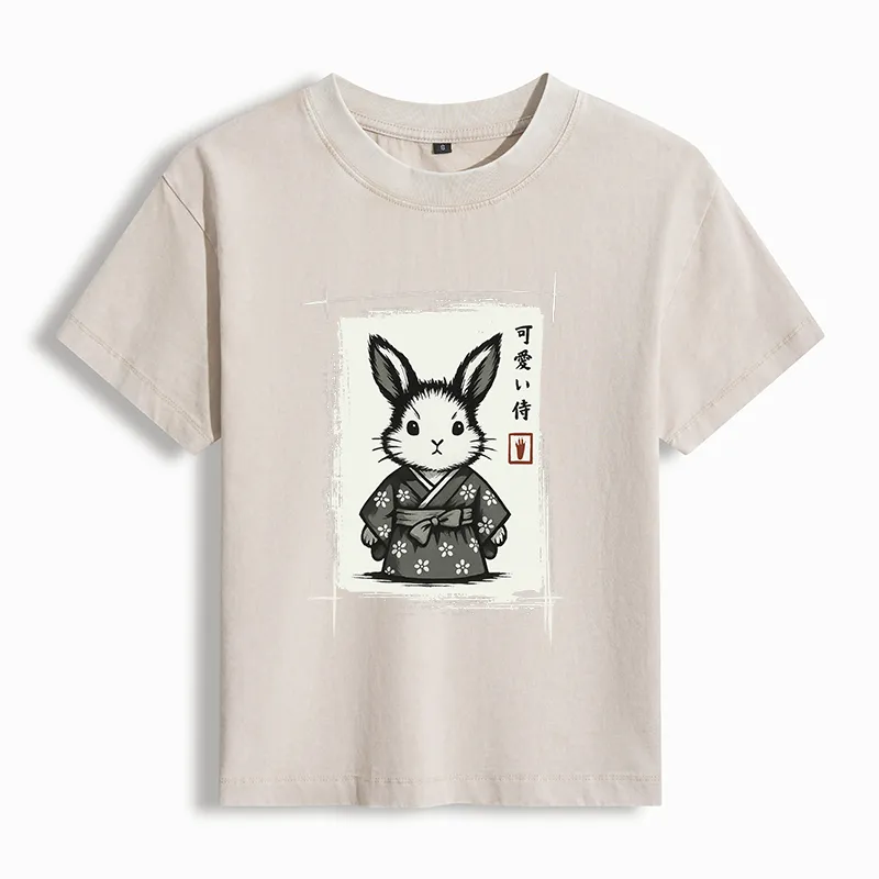Tokyo-Tiger Woodcut Bunny Washed T-shirt