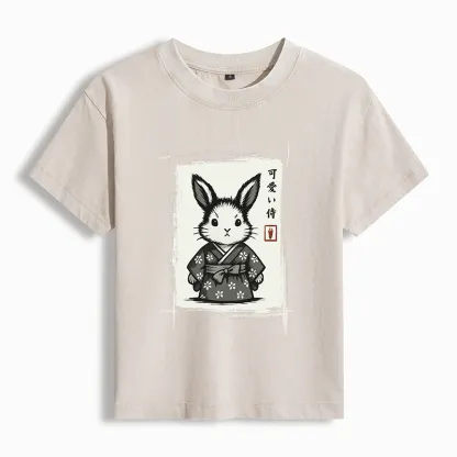 Tokyo-Tiger Woodcut Bunny Washed T-shirt