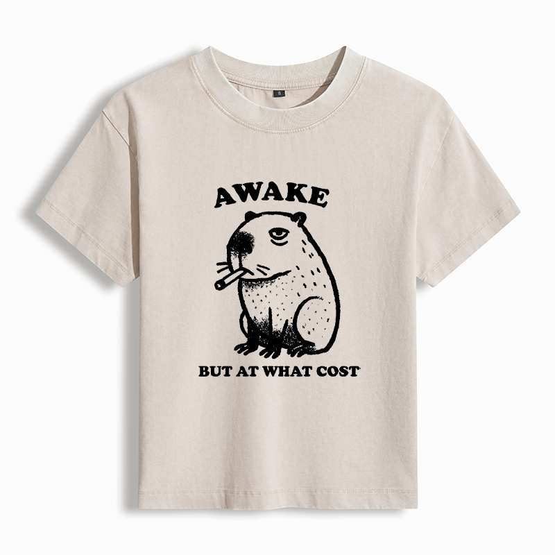 Tokyo-Tiger Smoking Capybara Washed T-shirt