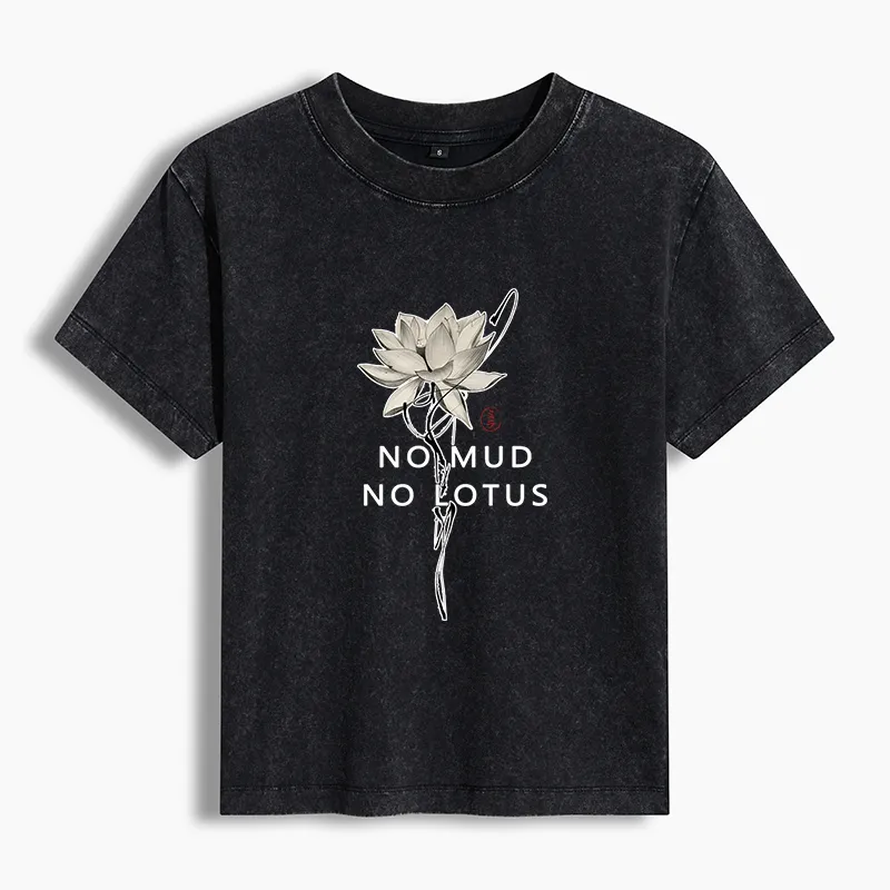Tokyo-Tiger Japanese Zen Lotus Washed T-shirt