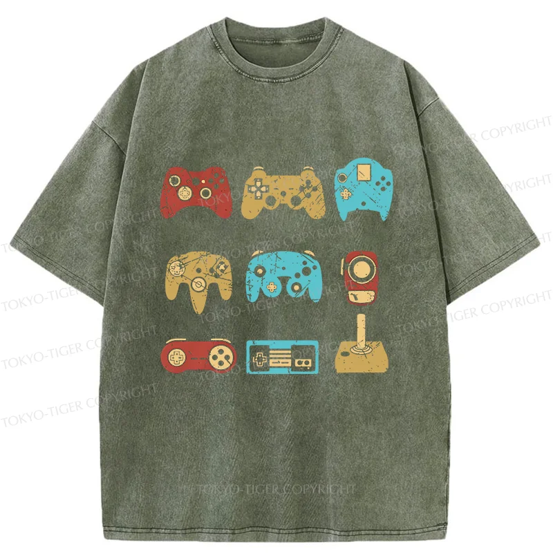 Tokyo-Tiger Game Controller Washed T-Shirt