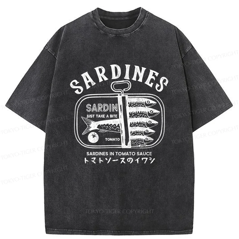 Tokyo-Tiger Delicious Canned Sardine Washed T-Shirt