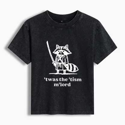 Tokyo-Tiger Focused Samurai Raccoon Washed T-shirt
