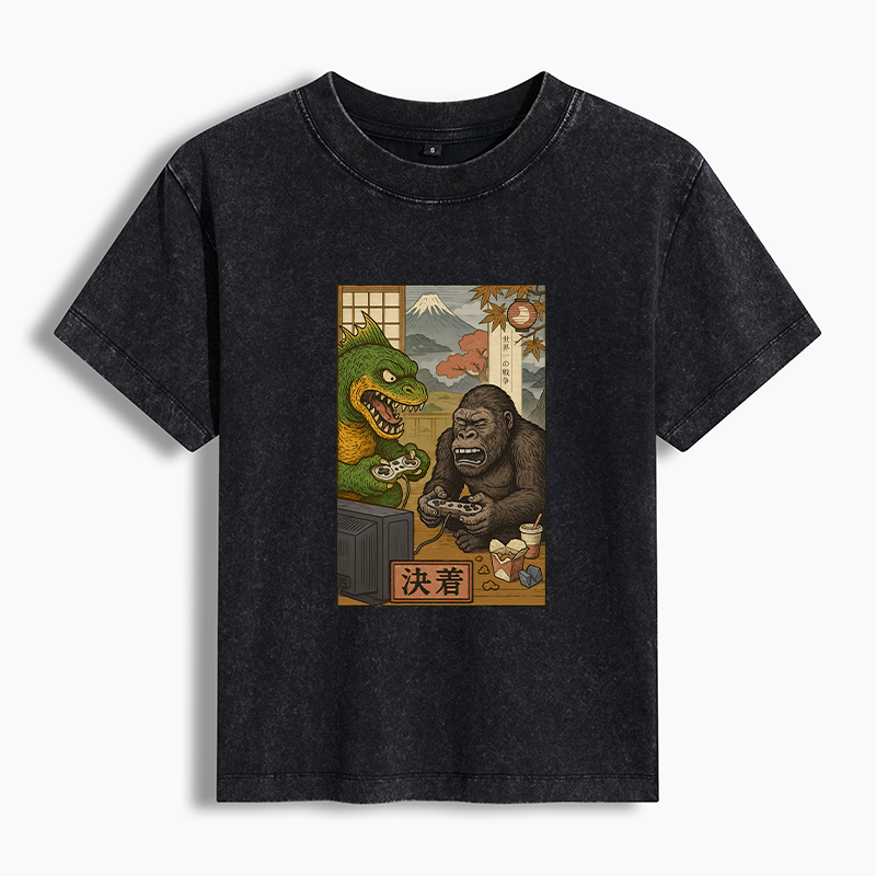 Tokyo-Tiger Monsters Play Games Washed T-shirt