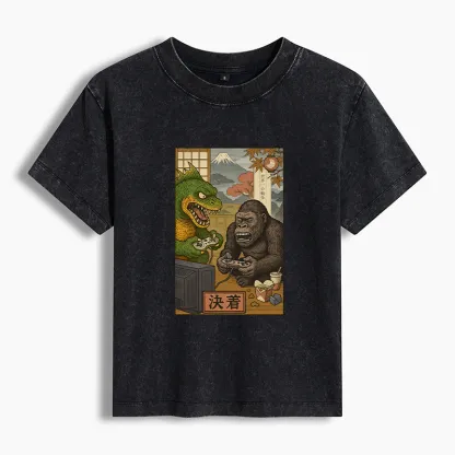 Tokyo-Tiger Monsters Play Games Washed T-shirt