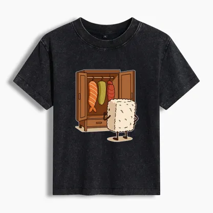 Tokyo-Tiger Sushi Pick Out Clothes Washed T-shirt