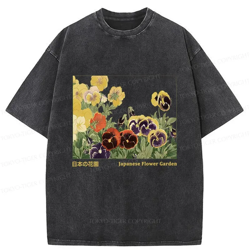 Tokyo-Tiger Beautiful Garden Washed T-Shirt