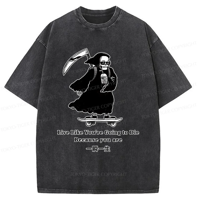Tokyo-Tiger Death Skateboard Washed T-Shirt