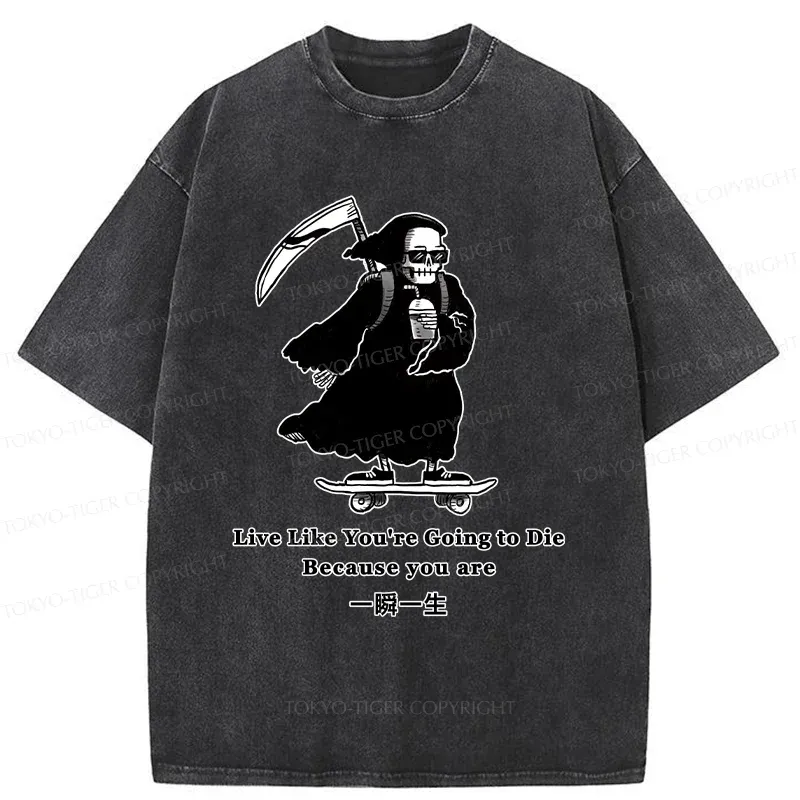 Tokyo-Tiger Death Skateboard Washed T-Shirt