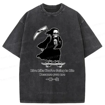 Tokyo-Tiger Death Skateboard Washed T-Shirt
