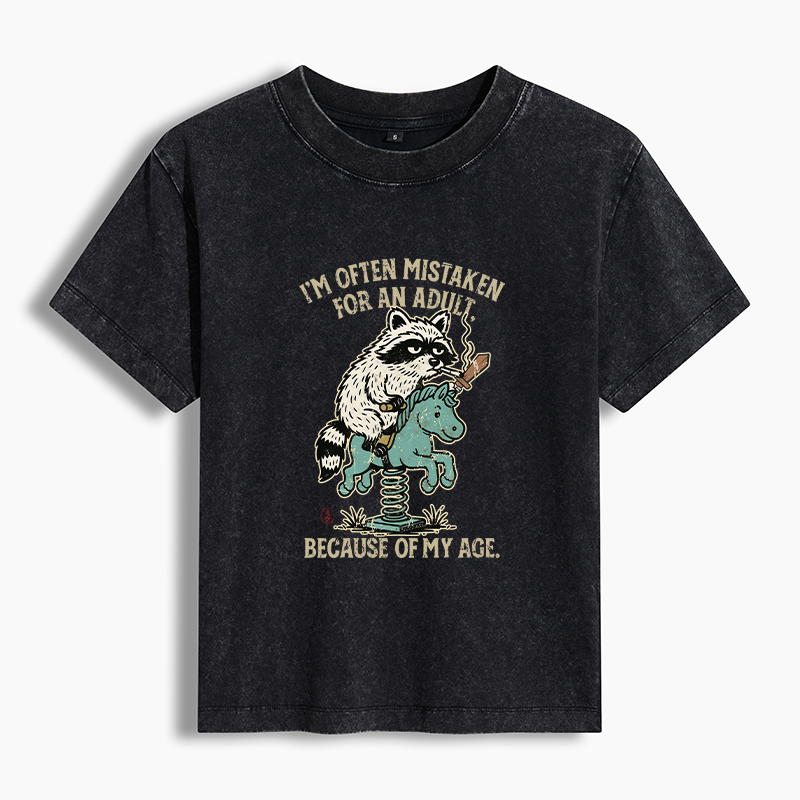 Tokyo-Tiger funny Raccoon and Horse meme Women's Washed T-shirt