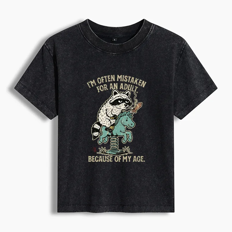 Tokyo-Tiger funny Raccoon and Horse meme Women's Washed T-shirt