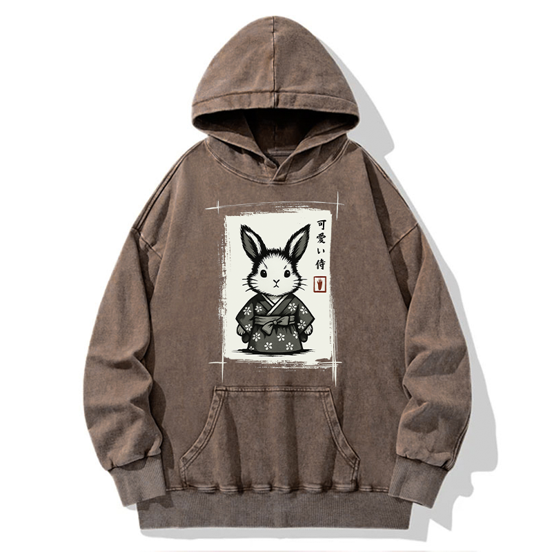 Tokyo-Tiger Woodcut Bunny Washed Hoodie