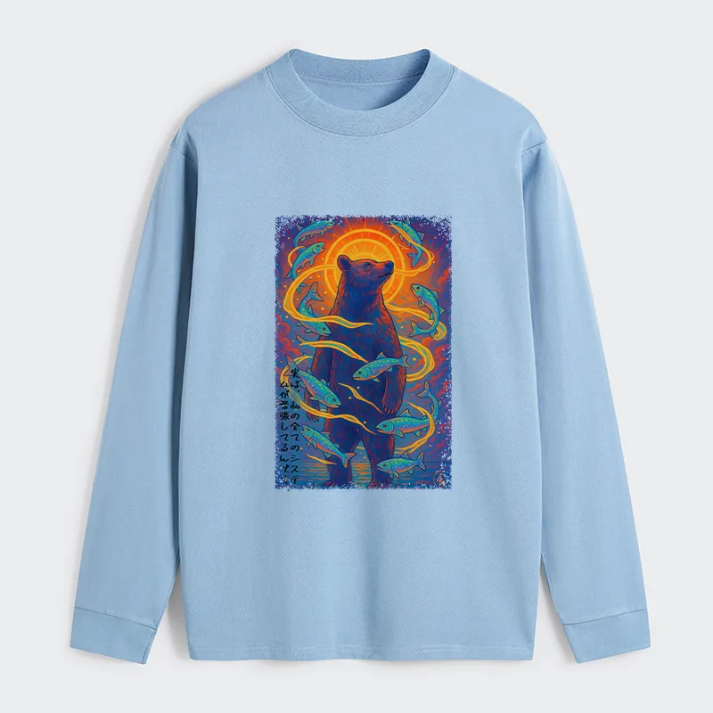 Tokyo-Tiger Ukiyoe Bear and Fish Vintage Poster Classic Long Sleeve T-Shirt Sale