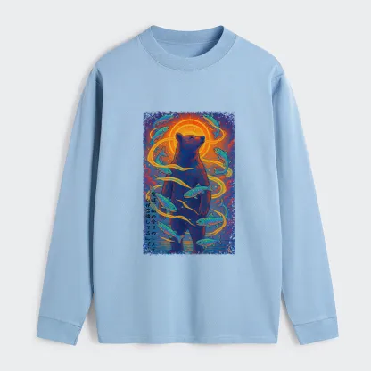 Tokyo-Tiger Ukiyoe Bear and Fish Vintage Poster Classic Long Sleeve T-Shirt