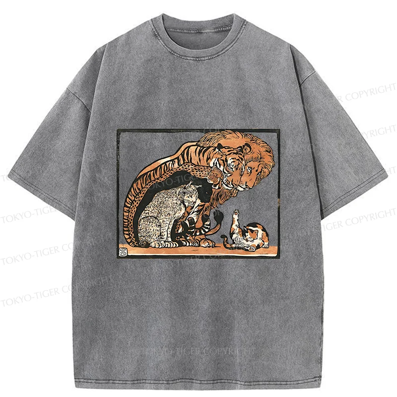Tokyo-Tiger Adorable Felines Washed T-Shirt