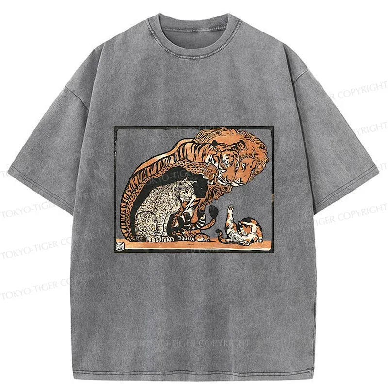 Tokyo-Tiger Adorable Felines Washed T-Shirt