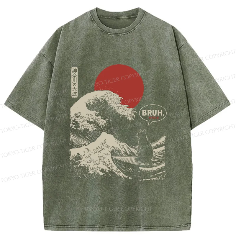 Tokyo-Tiger Bruh Cat Washed T-Shirt
