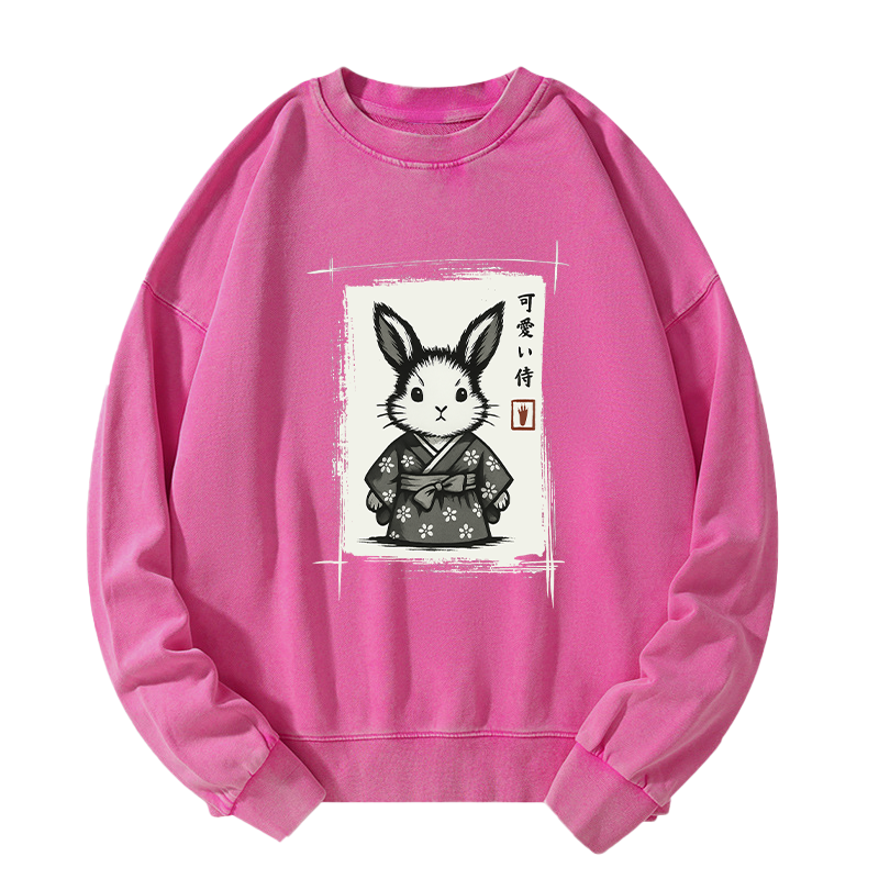 Tokyo-Tiger Woodcut Bunny Washed Sweatshirt
