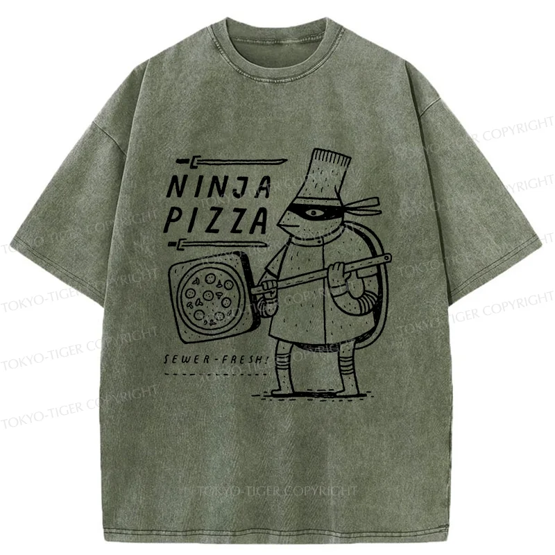 Tokyo-Tiger Turtle Pizza Washed T-Shirt