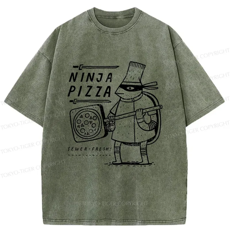 Tokyo-Tiger Turtle Pizza Washed T-Shirt