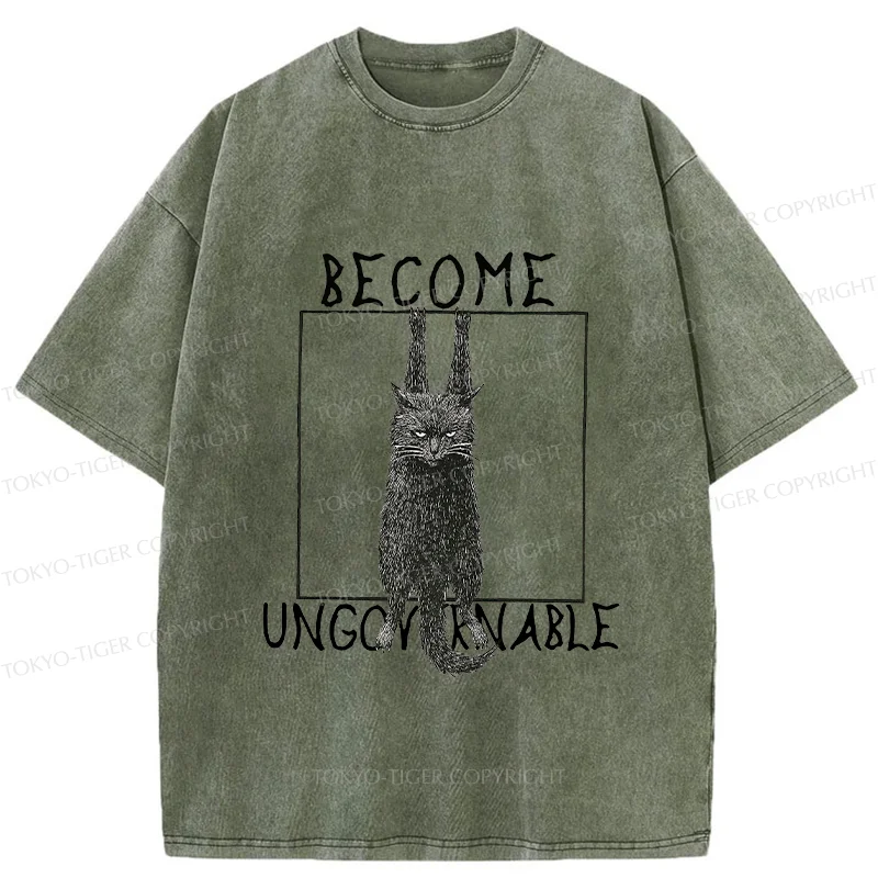 Tokyo-Tiger Uncontrolled Black Cat Washed T-Shirt