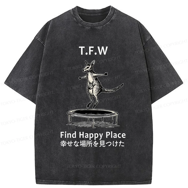 Tokyo-Tiger Funny Kangaroo Washed T-Shirt