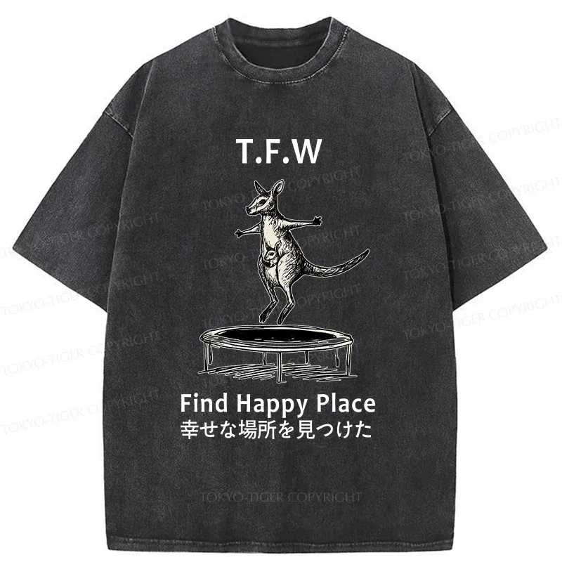 Tokyo-Tiger Funny Kangaroo Washed T-Shirt