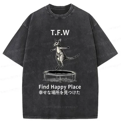 Tokyo-Tiger Funny Kangaroo Washed T-Shirt
