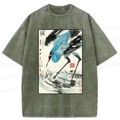 Tokyo-Tiger Crane In The Pond Washed T-Shirt