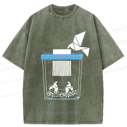 Tokyo-Tiger Funny Paper-cut Crane Washed T-Shirt