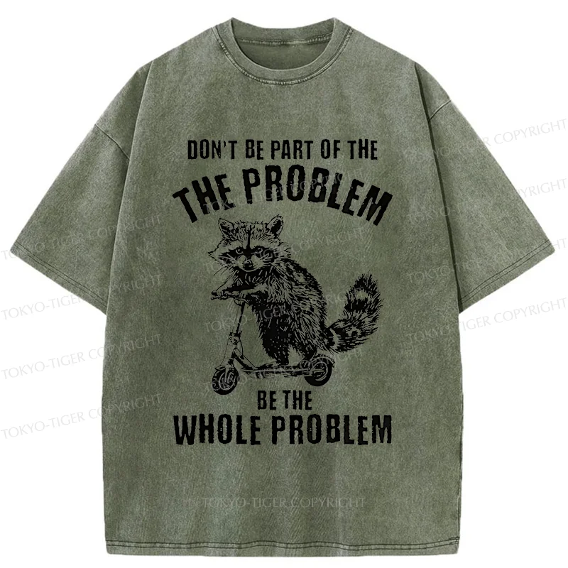 Tokyo-Tiger Raccoon Riding A Skateboard Washed T-Shirt