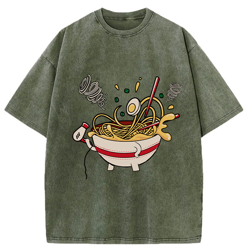 Tokyo-Tiger Ramen In The Wind Washed T-Shirt